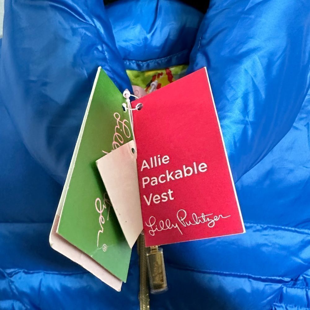 NWT Lilly Pulitzer Allie Packable Down Puffer Vest Brewster Blue Size XS - Picture 7 of 9